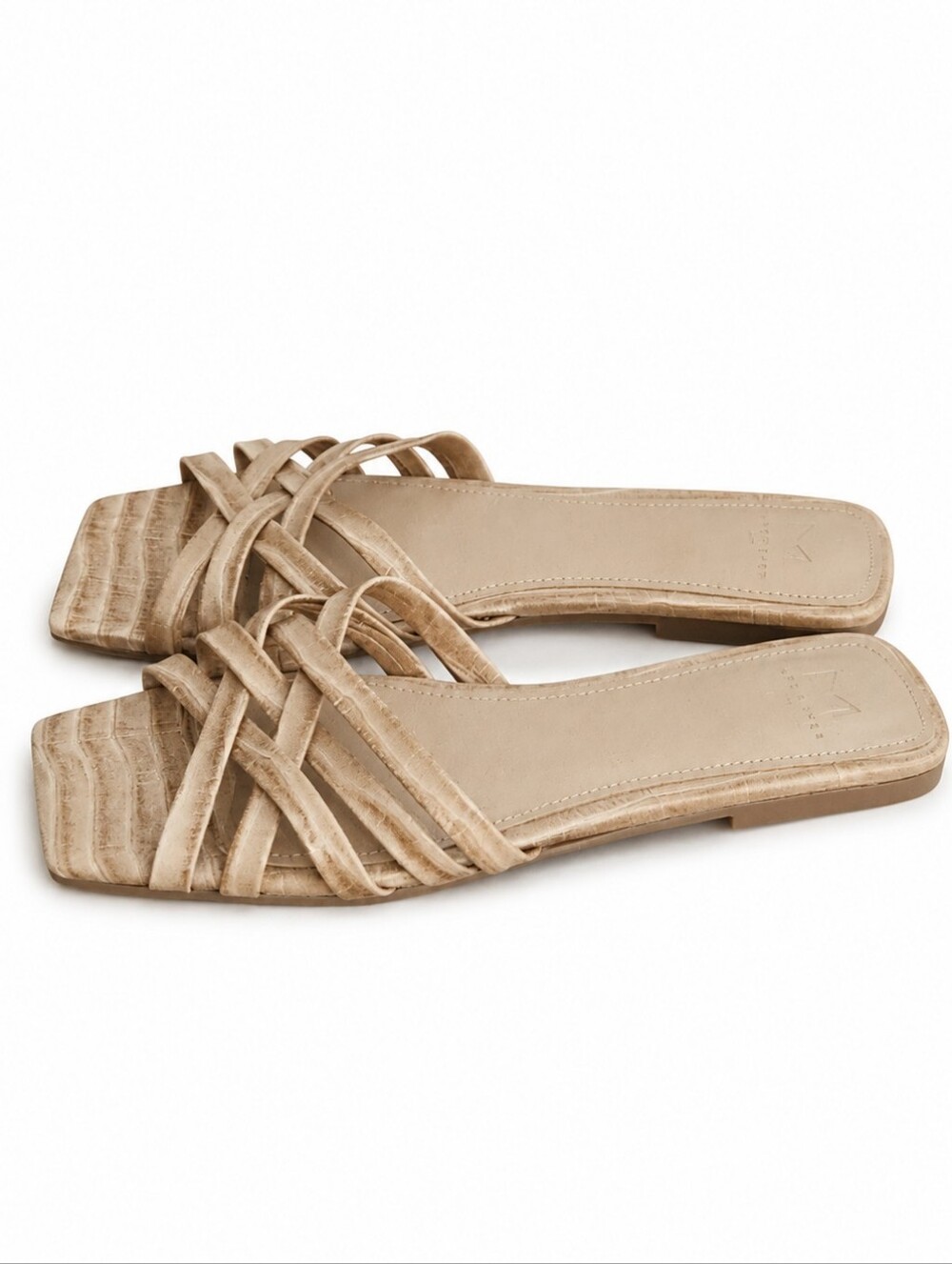 Marc Fisher Taupe Woven Slide Sandals